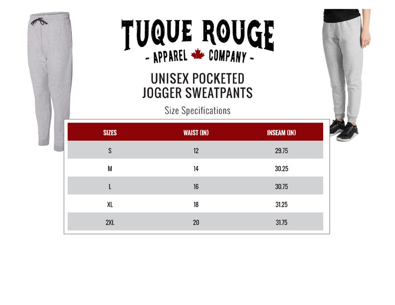 Unisex Pocketed Jogger Sweatpants Size Guide