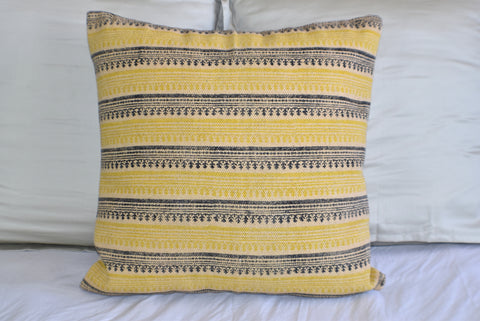 Mustard Stripe Block Print Cotton Dari Cushion Cover 45cm