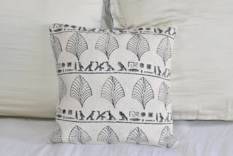 Leafy Block Print Cotton Dari Cushion Cover 45cm