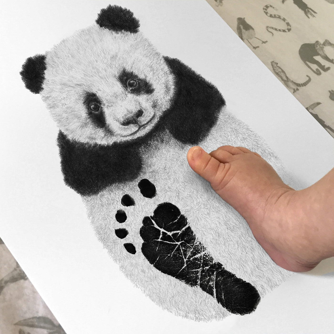 Personalised Baby Panda Footprint Kit Lucy Coggle