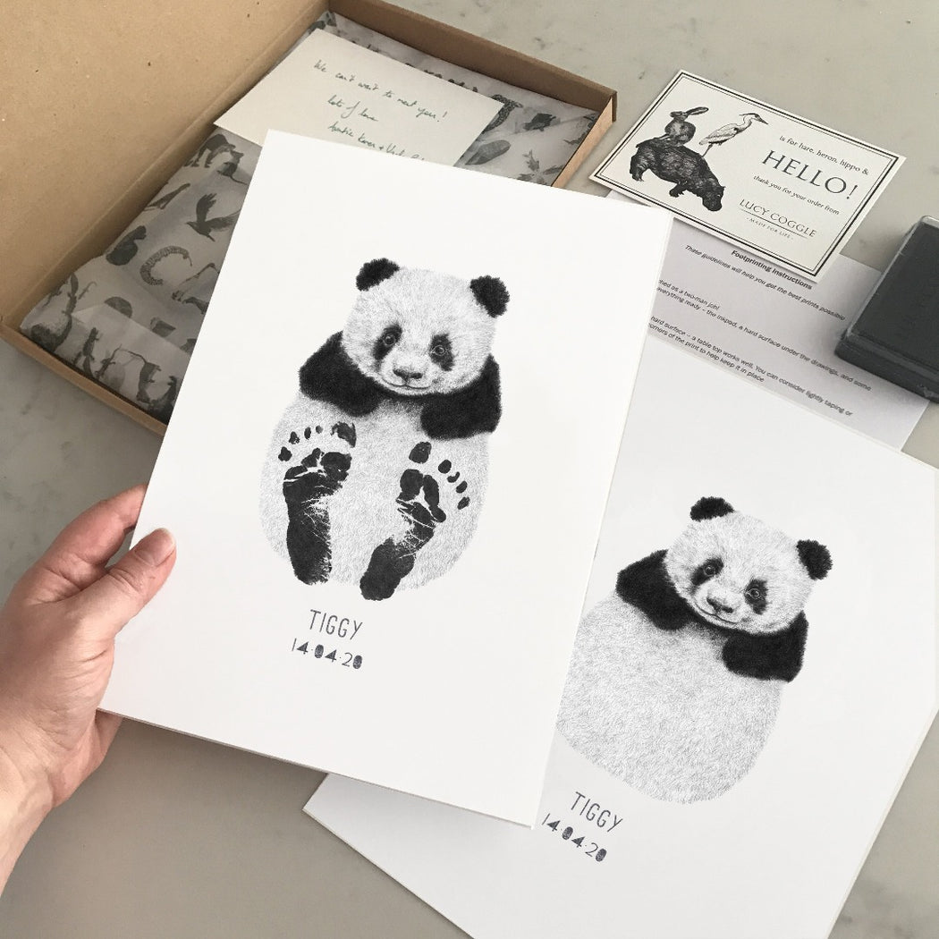 Personalised Baby Panda Footprint Kit Lucy Coggle