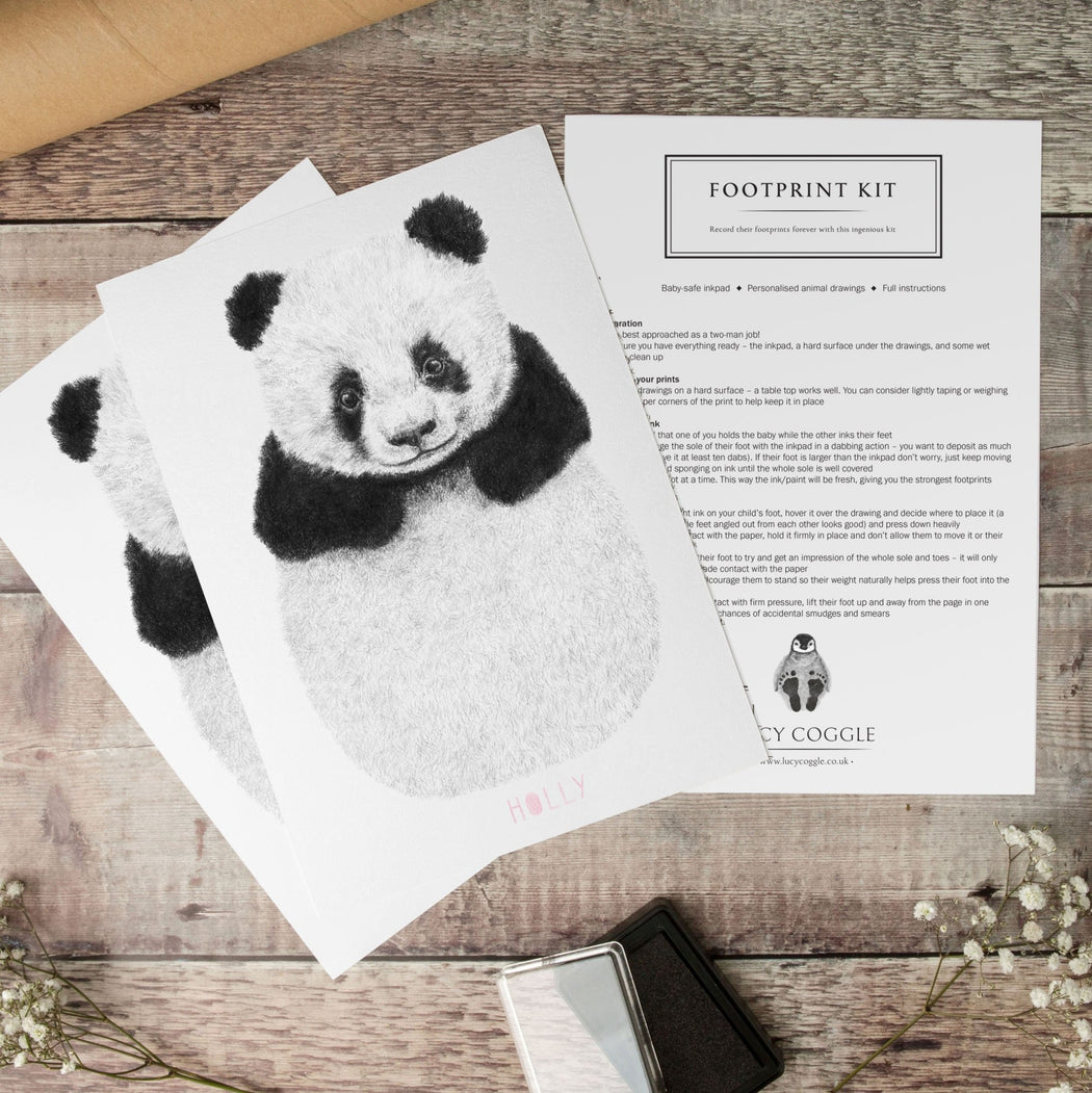 Personalised Baby Panda Footprint Kit Lucy Coggle