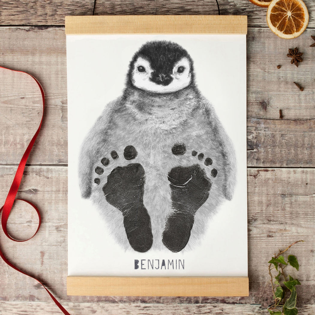 Personalised Baby Penguin Footprint Kit 