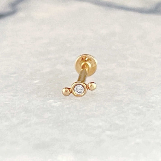 Trinity Flat Back Stud  Gold Helix, Tragus, Conch Earring – Two of Most