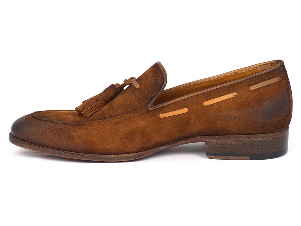 Men's Tassel Loafer Brown Antique Suede Shoes