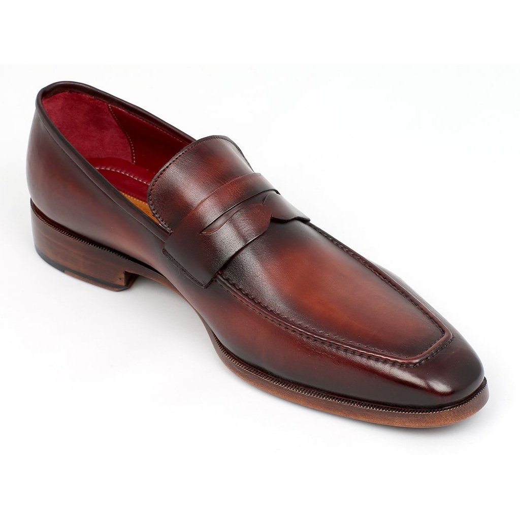 Men's Penny Loafer Bordeaux and Brown Calfskin