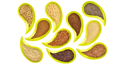 Picture of different seeds in dishes