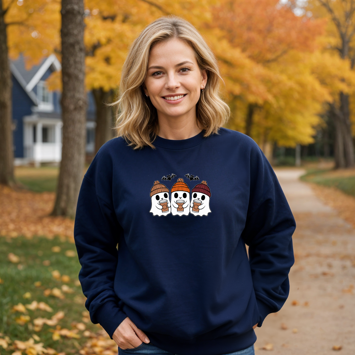 Image of "Boo & Friends" Relaxed Fit Classic Crew Sweatshirt