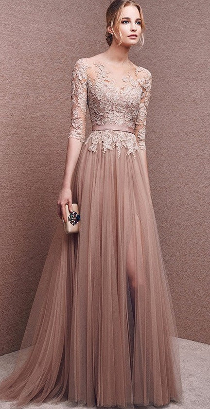 long lace dress with sleeves