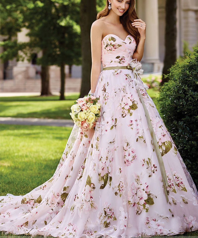 floral print wedding gown