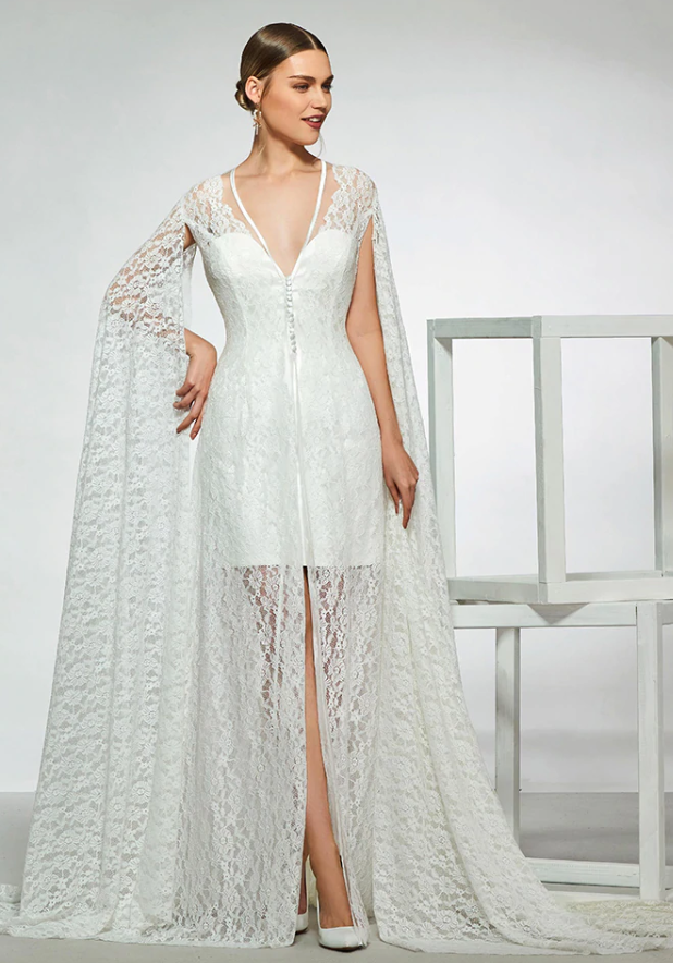 short wedding robe with cape shop c5a33 b3e52