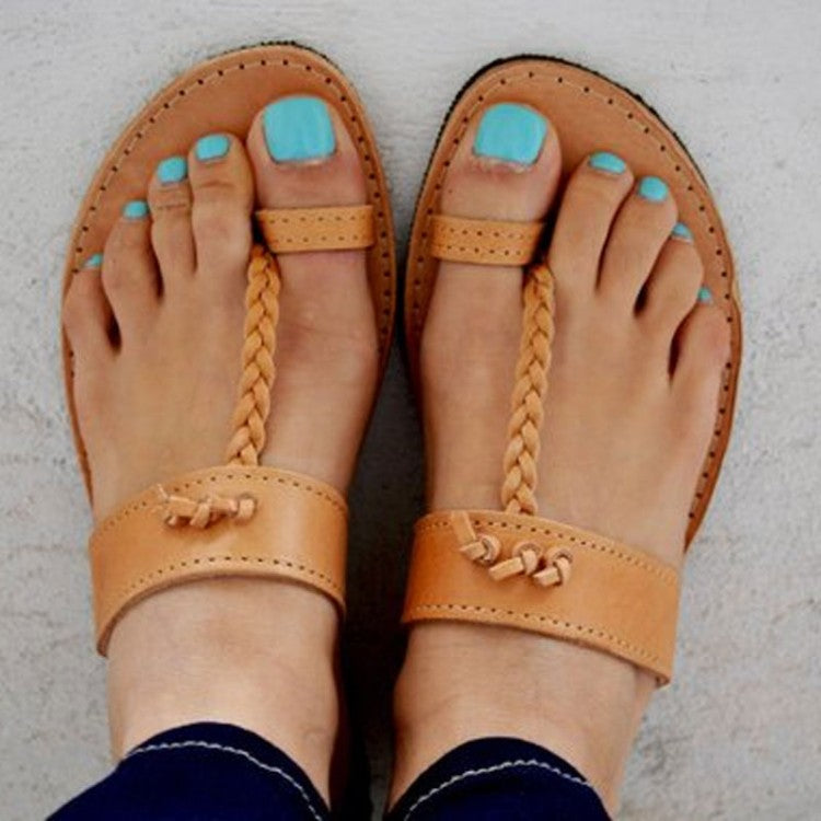 Braided Leather Sandal with Single Toe 