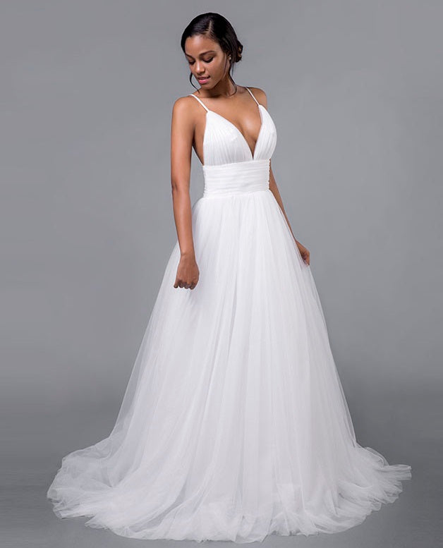 Tulle A Line Beach Wedding Gown With Empire Waist Rdevine Fashion