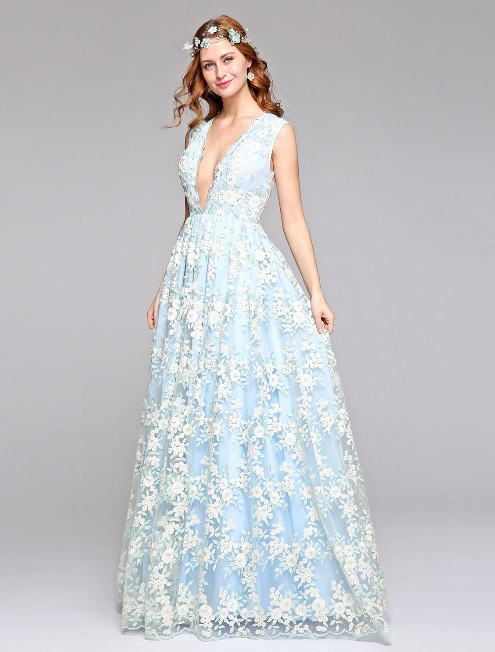 blue floral dresses for wedding
