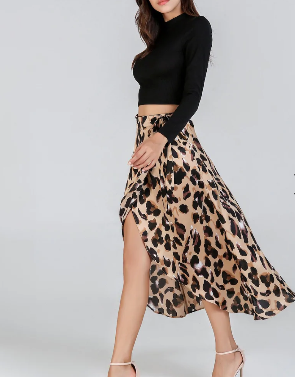 chiffon leopard print skirt