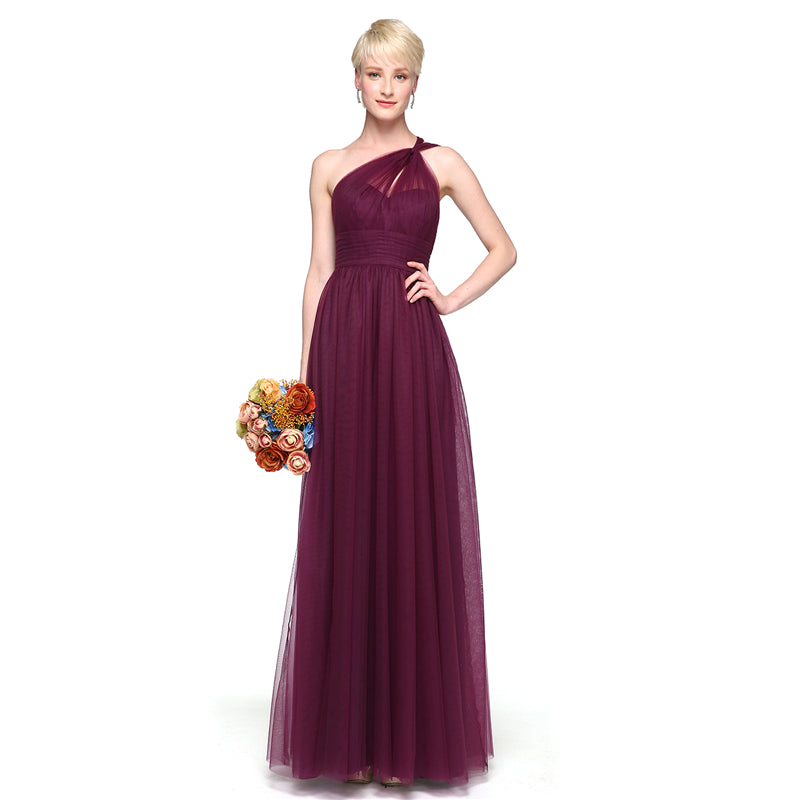 maroon one shoulder dress