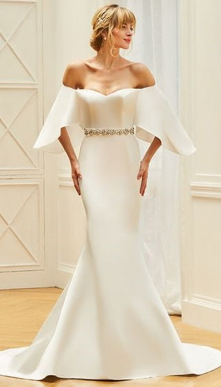 crepe satin wedding dress