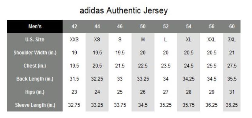 Adidas Basketball Uniform Size Chart