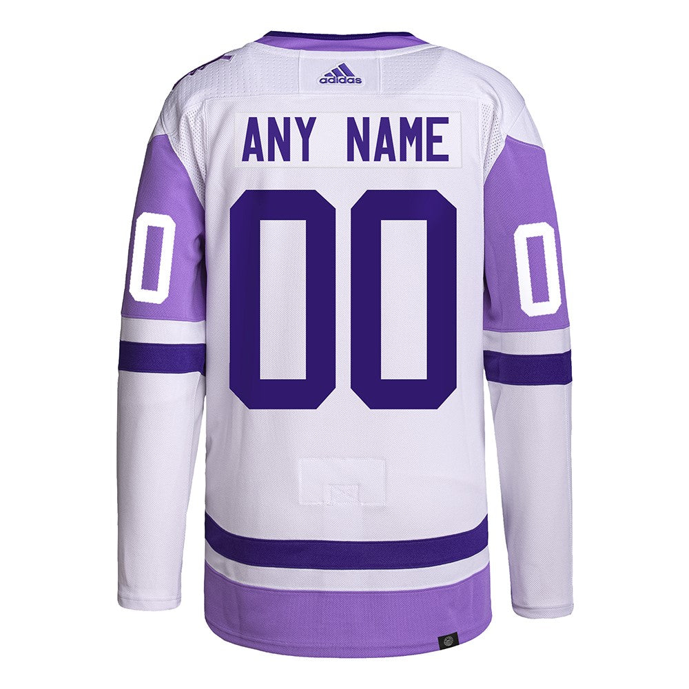 Men's Adidas White/Purple Toronto Maple Leafs Hockey Fights Cancer Primegreen Authentic Blank Practice Jersey