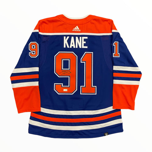 Men's NHL Edmonton Oilers Evander Kane Adidas Primegreen Reverse Retro Navy  - Authentic Pro Jersey with ON ICE Cresting - Sports Closet