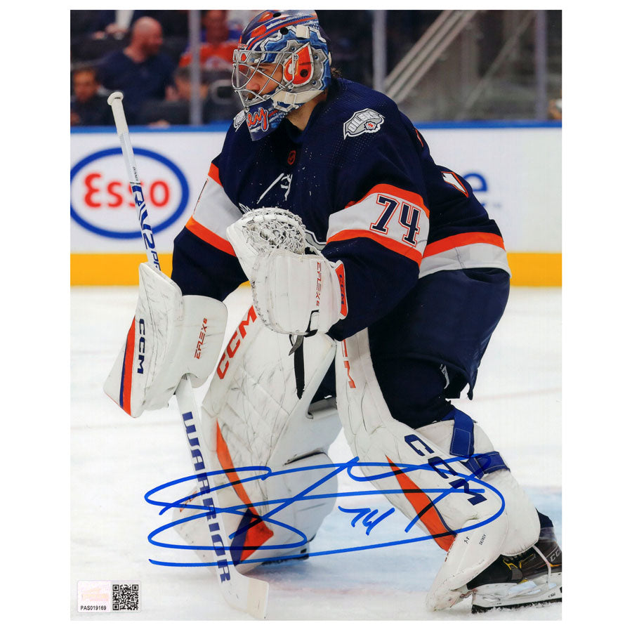 Stuart Skinner Signed Edmonton Oilers Reverse Retro Action 8x10 Ph