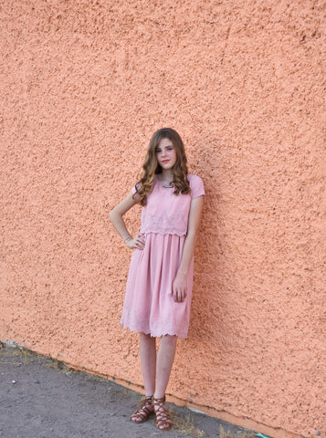 blush eyelet dress