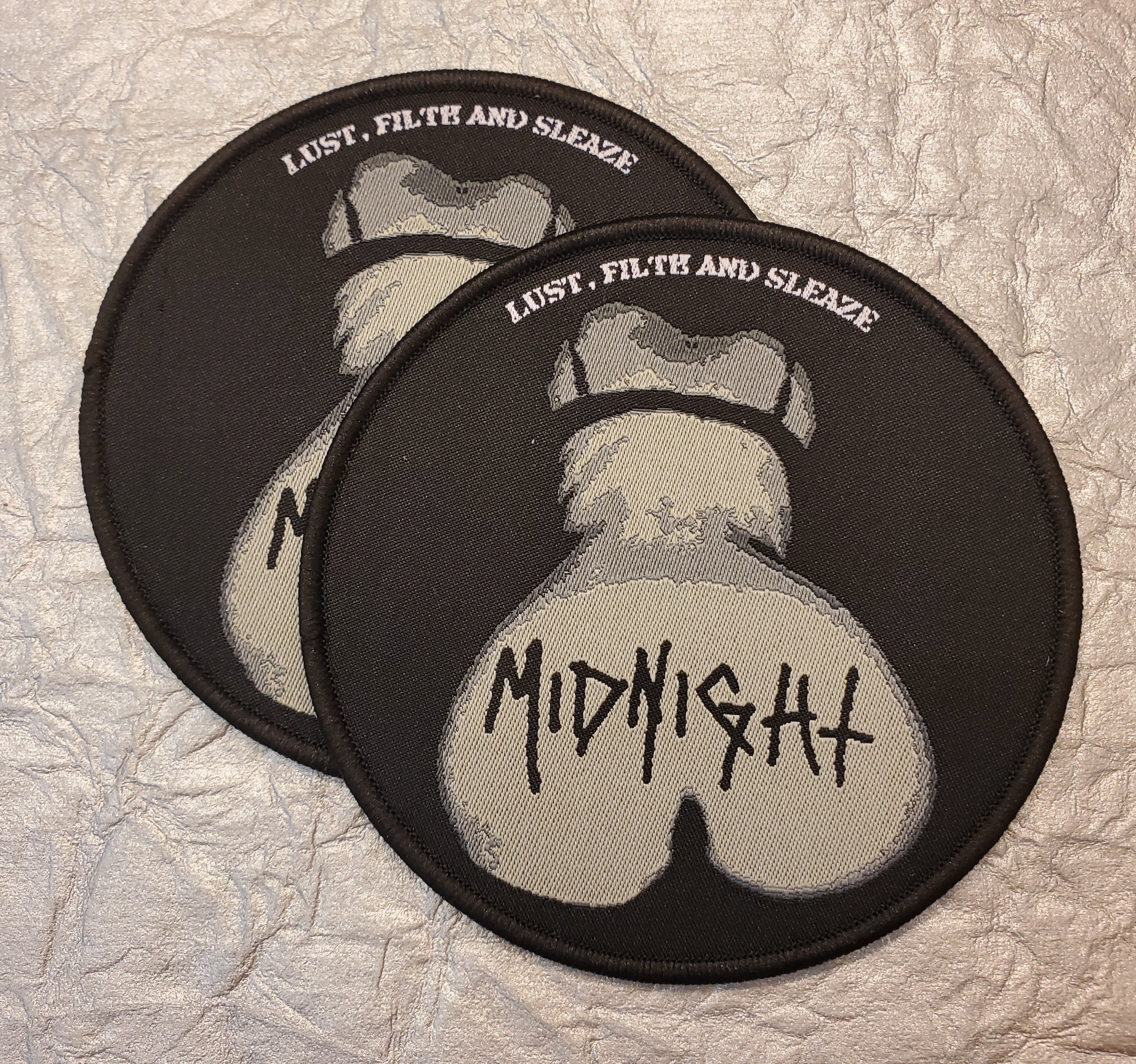 MIDNIGHT "Lust, Filth, and Sleaze" Patch (black border)