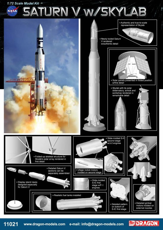 Dragon Space 1/72 NASA Saturn V Rocket w/Skylab Kit | Internet Hobbies