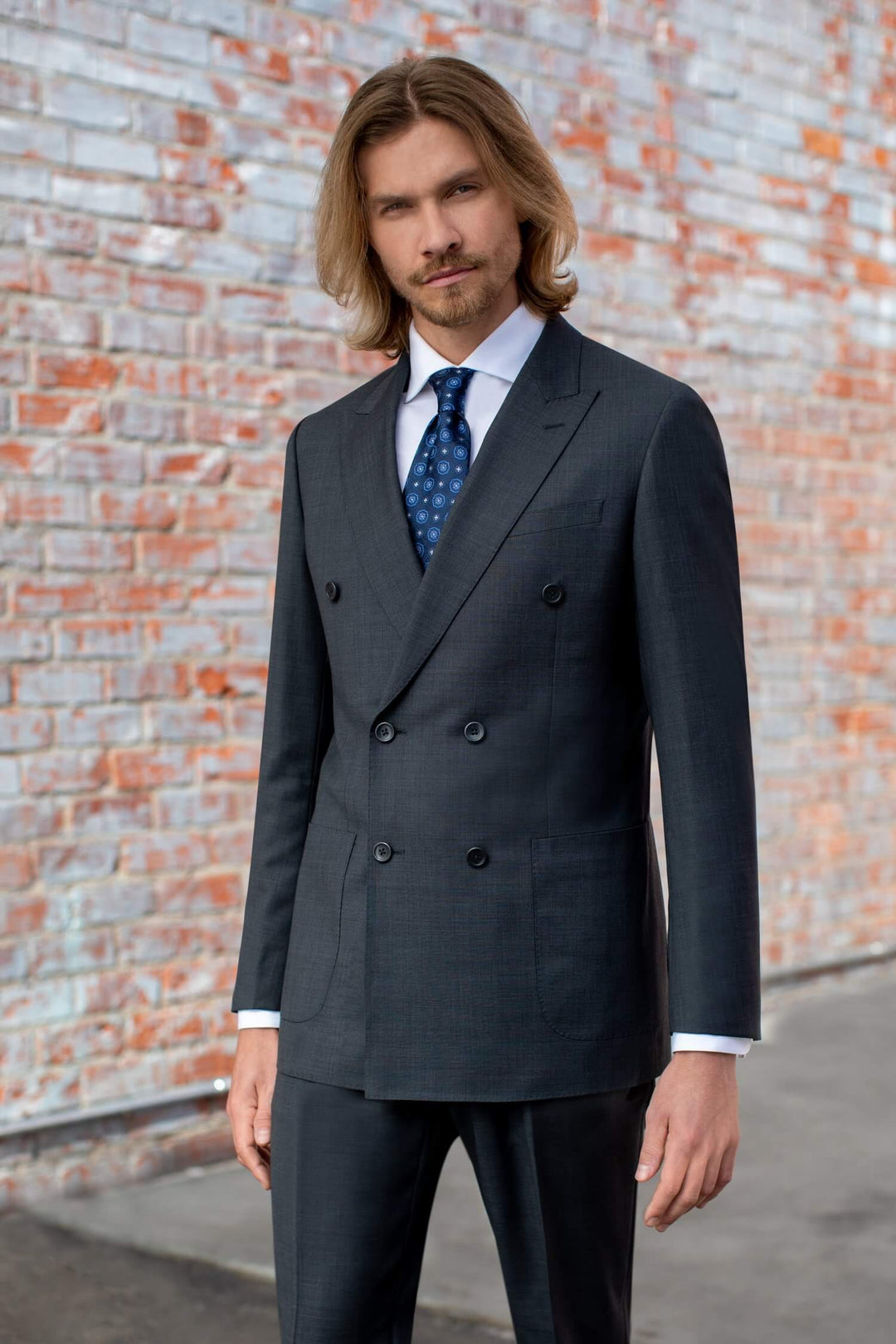 Pure Wool Fine-Worsted Charcoal Grey Sharkskin Luxury, 47% OFF