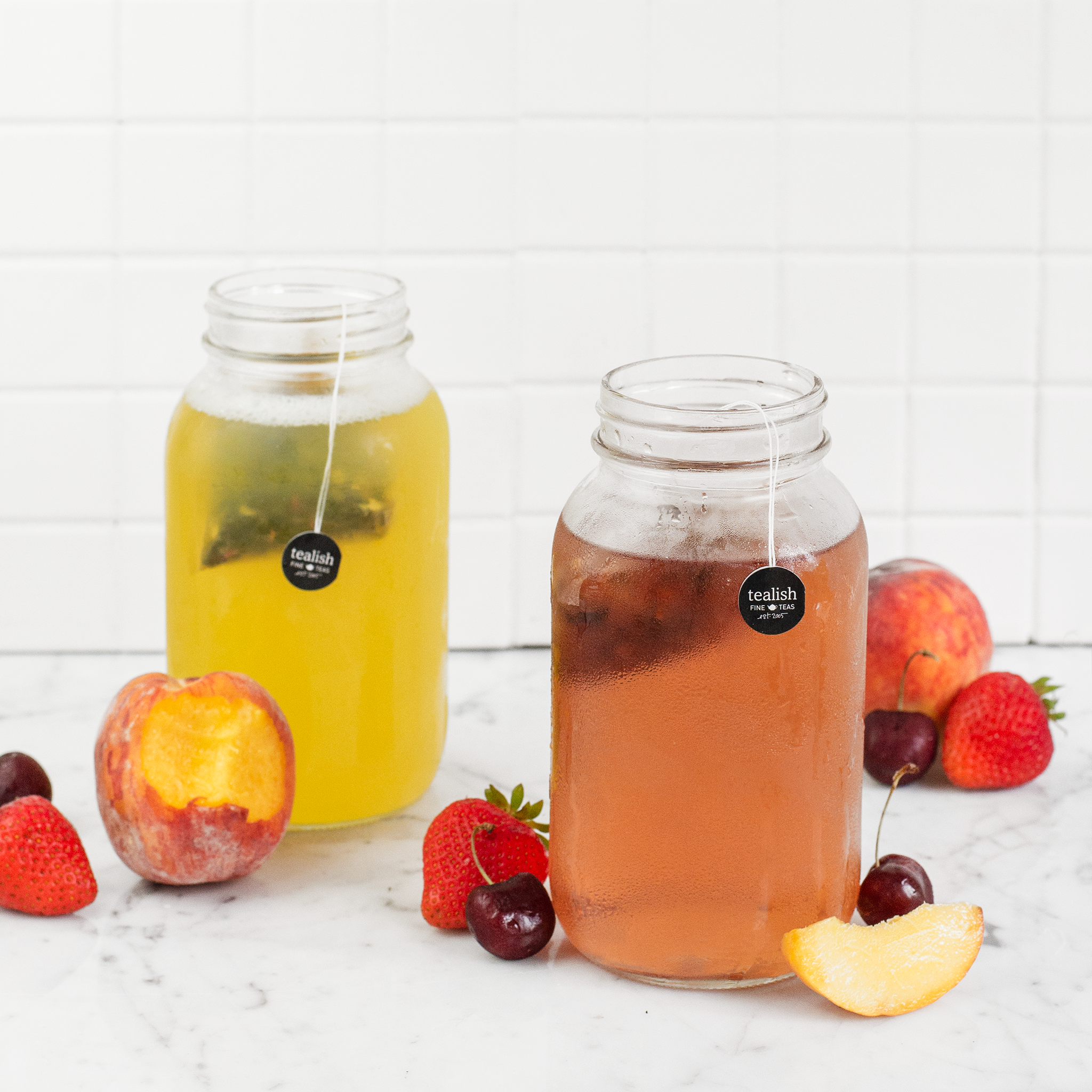 cold brewed tea in jars