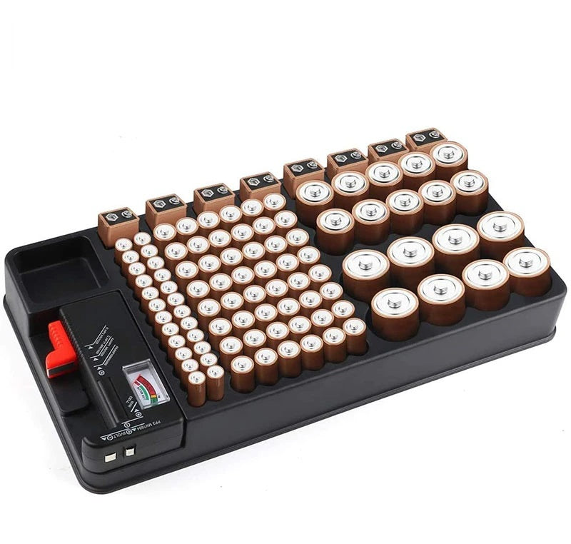 battery organizer with tester