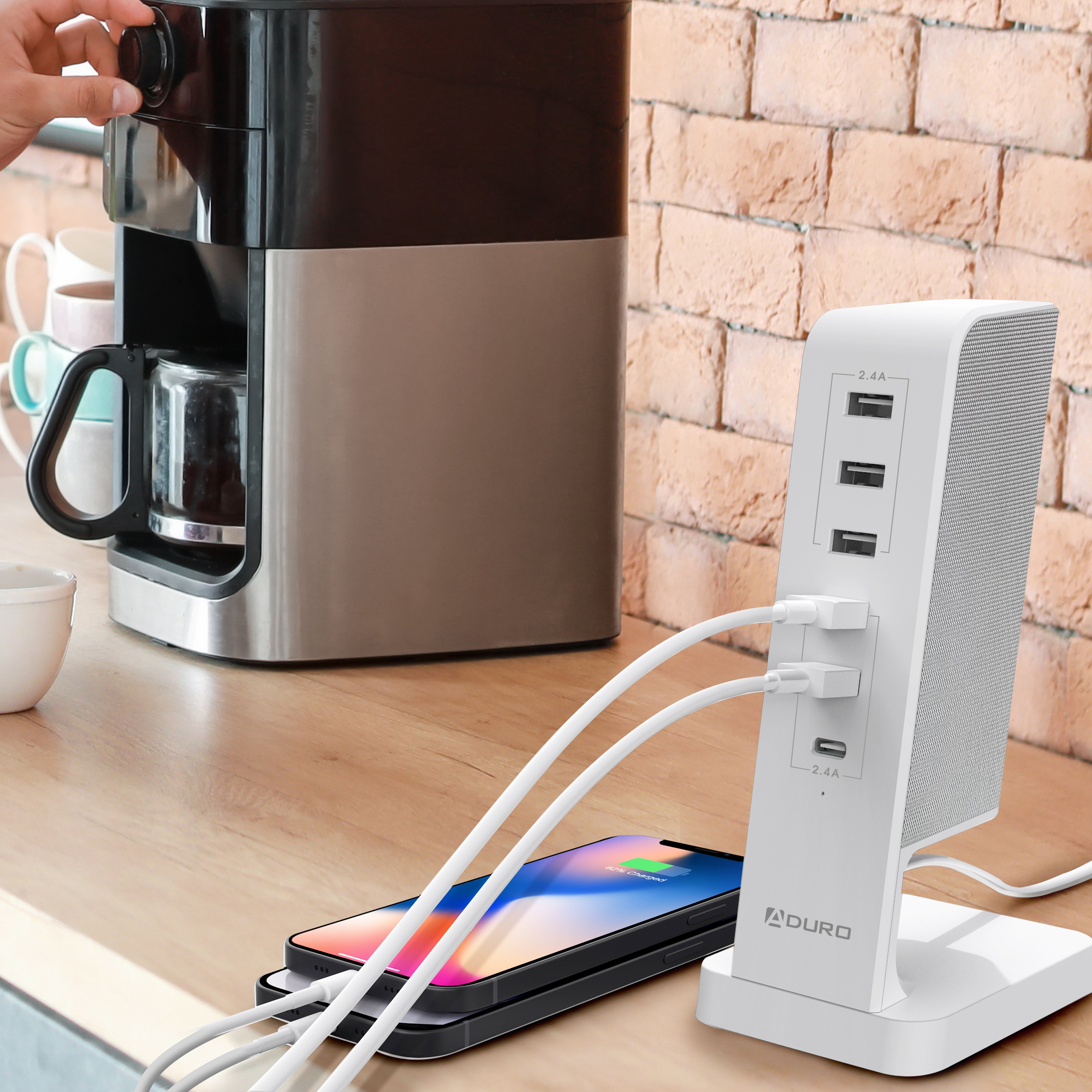 aduro powerup 6 usb port 30w smart charging tower