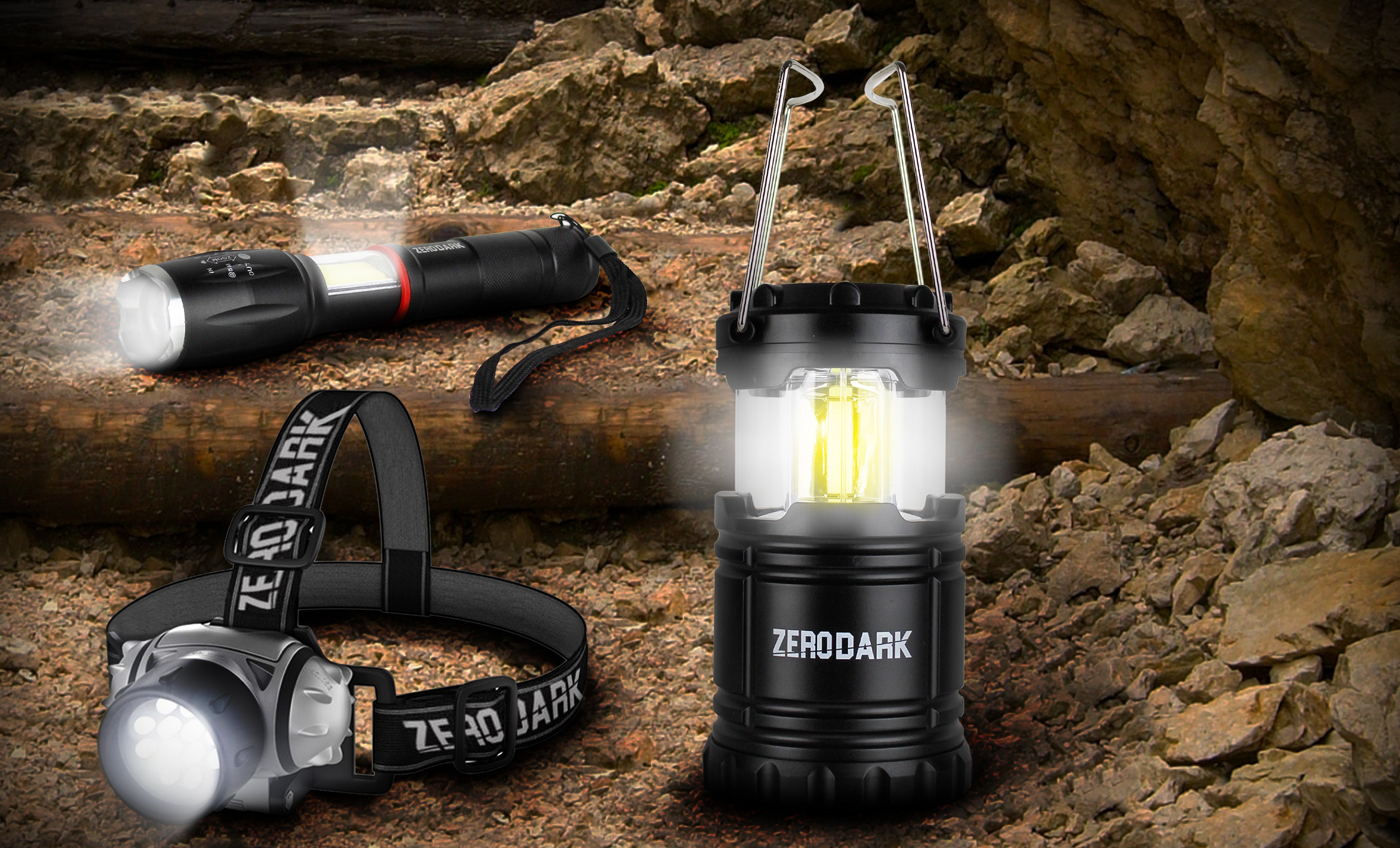 ZeroDark Headlamp + Lantern 2-Piece Flashlight Set, Head