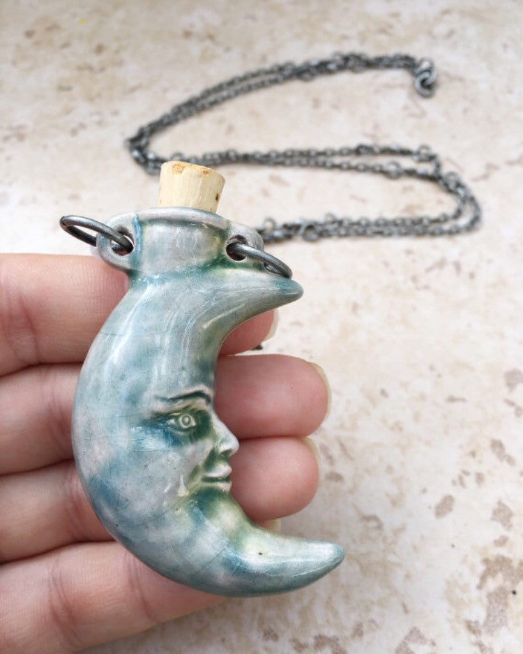 Wolf Pack Ceramic Bottle Necklace (in Raku style)