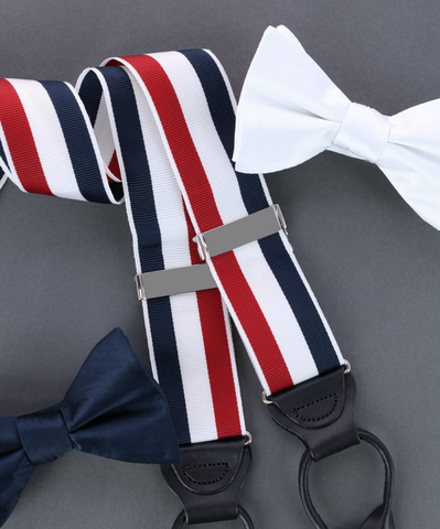 Patriotic colored braces and bow ties