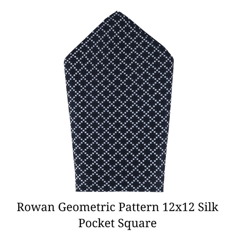 Rowan Geometric Pattern 12x12 Silk Pocket Square