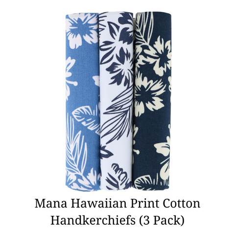 Mana Hawaiian Print Cotton Handkerchiefs (3 Pack)