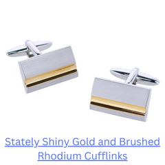 Stately Shiny Gold and Brushed Rhodium Cufflinks