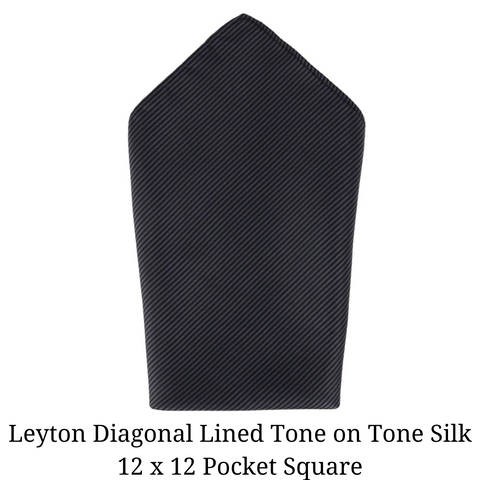 Leyton Diagonal Lined Tone on Tone Silk 12 x 12 Pocket Square