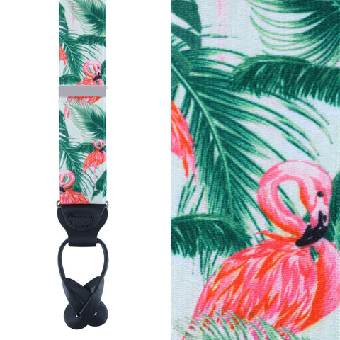 Vacation Flamingo Elastic Button End Braces