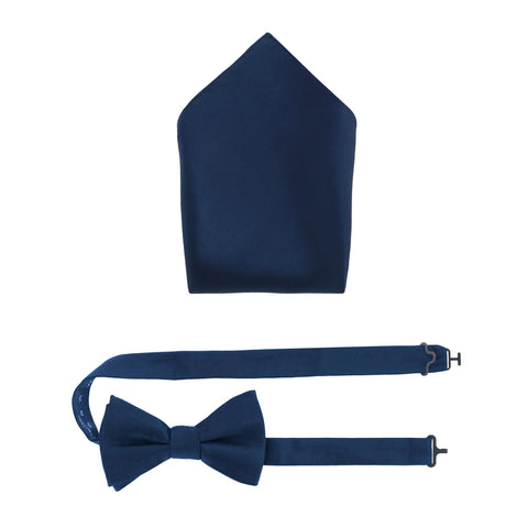 Sutton Solid Color Silk Bowtie and Pocket Square Combo