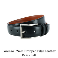 Lorenzo 32mm Dropped Edge Leather Dress Belt