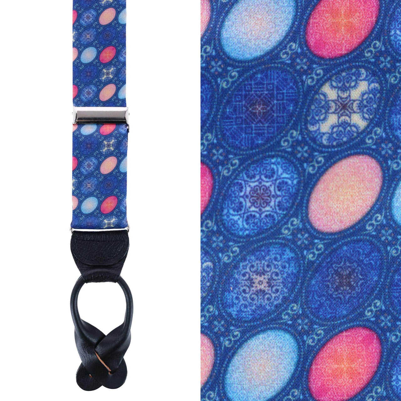 Trafalgar Men's Vert Circular Design Silk Button End Braces (Suspenders)