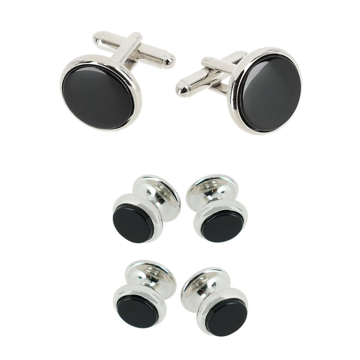 Sutton Round Genuine Onyx Cufflinks by Trafalgar Men's Accessories