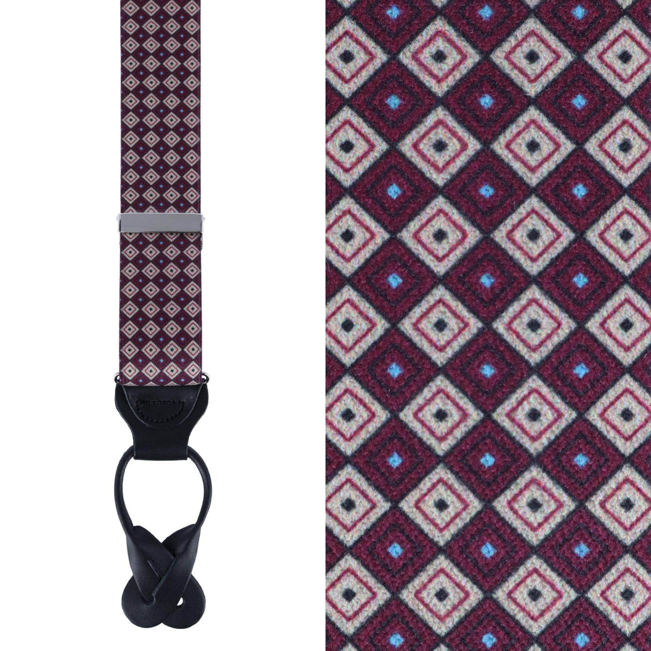 Ward Diamond Tonal Neat Formal Silk Braces by Trafalgar Men's