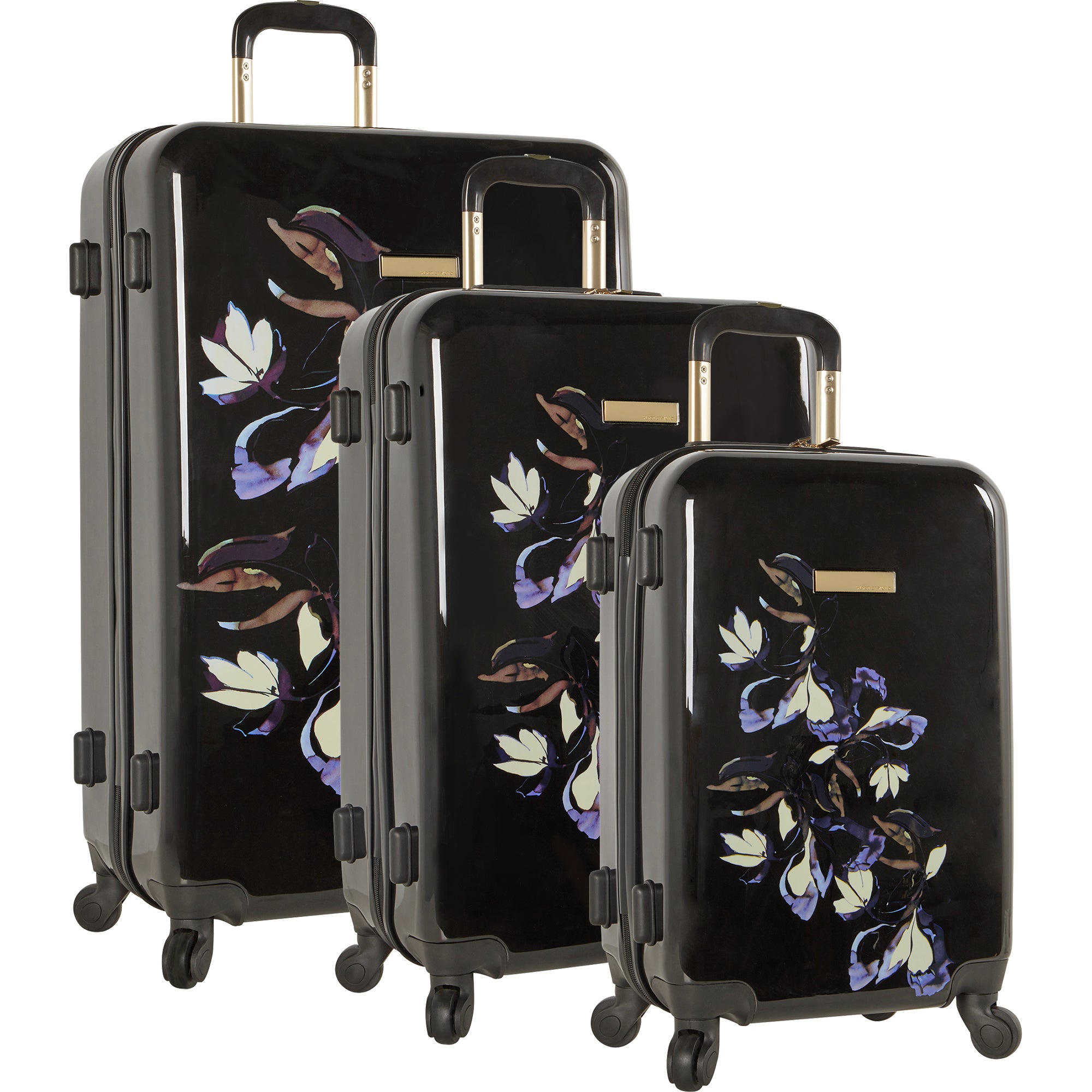 black floral suitcase