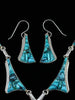 Natural Cloud Mountain Turquoise Navajo Cobblestone Inlay Necklace and Earring Set
