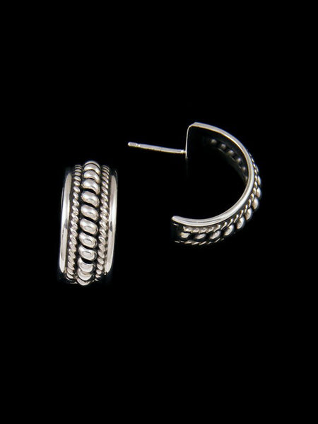 Navajo Sterling Silver Half Hoop Post Earrings