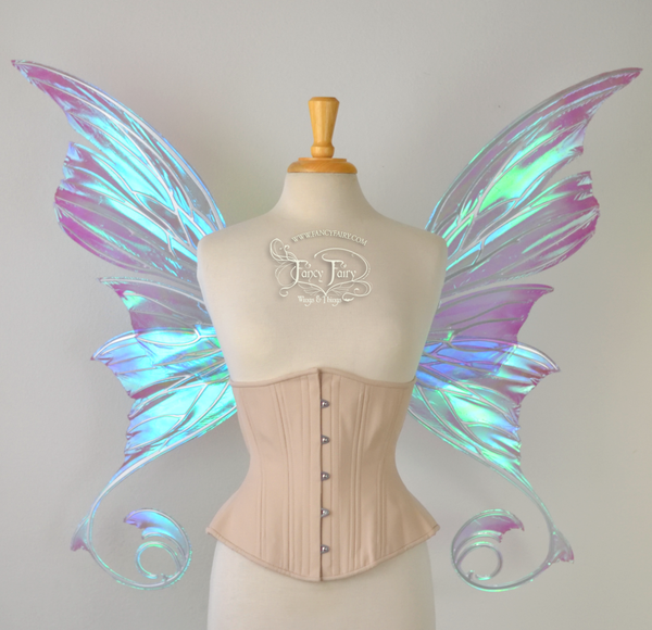Aphrodite Painted Iridescent Fairy Wings in Ocean Dream with Chrome Si ...