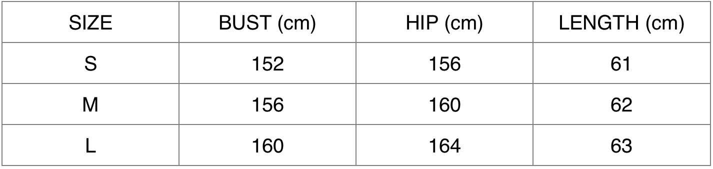 Emma Top size chart